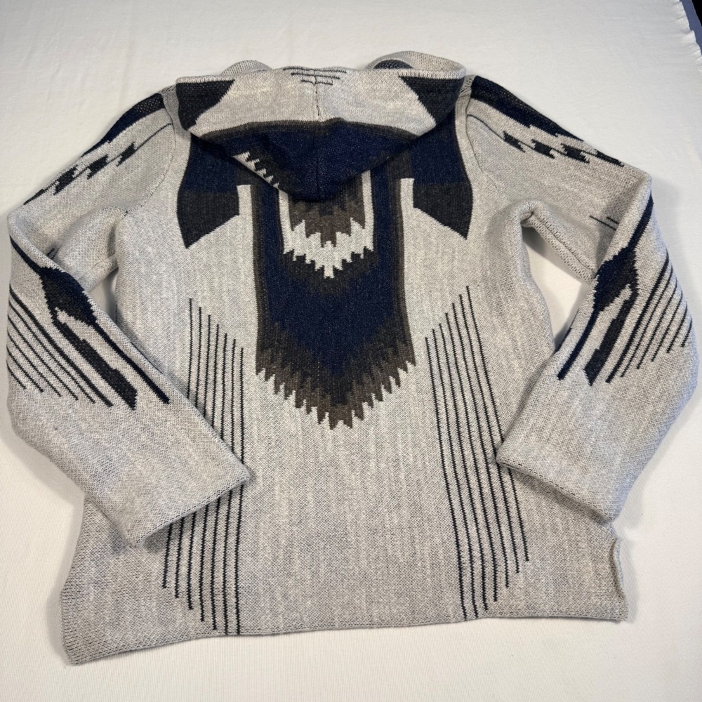 Lucky Brand Mens‎ M Baja Hoodie Gray Navy Pullover Surf Boho Skater Street Knit - Picture 14 of 14